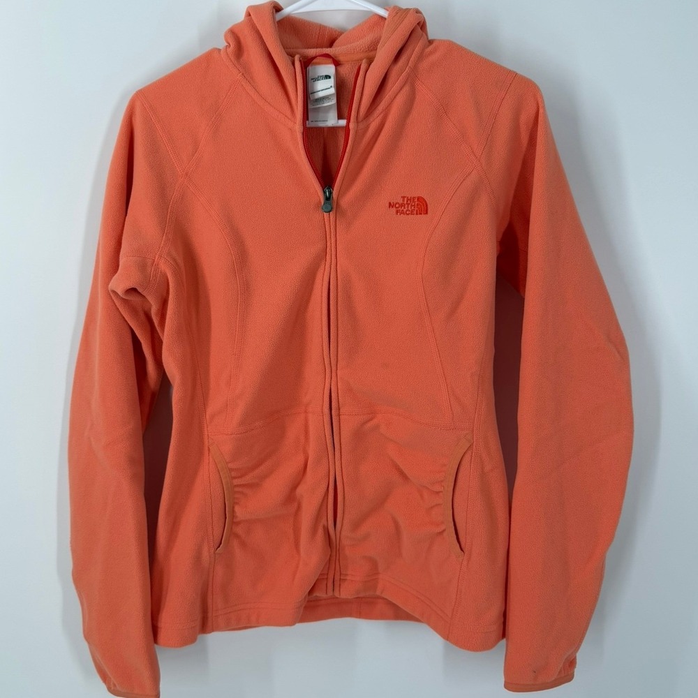 The North Face Fleece Hoodie Women's Medium Coral Orange Full Zip Jacket